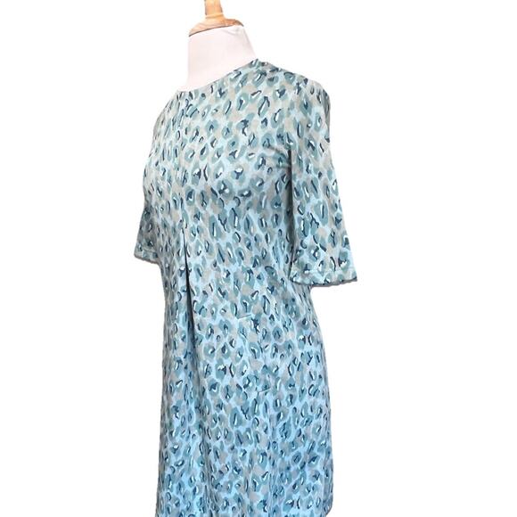 Tyler Boe Women’s S Cheetah Print Knit Shift Dress Boho Retro Baby Blue - Picture 3 of 7
